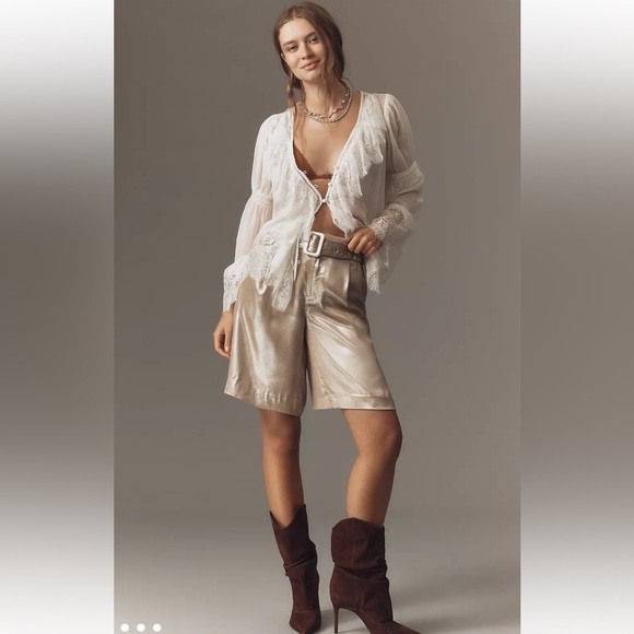 Anthropologie Liquid Shine Bermuda Shorts